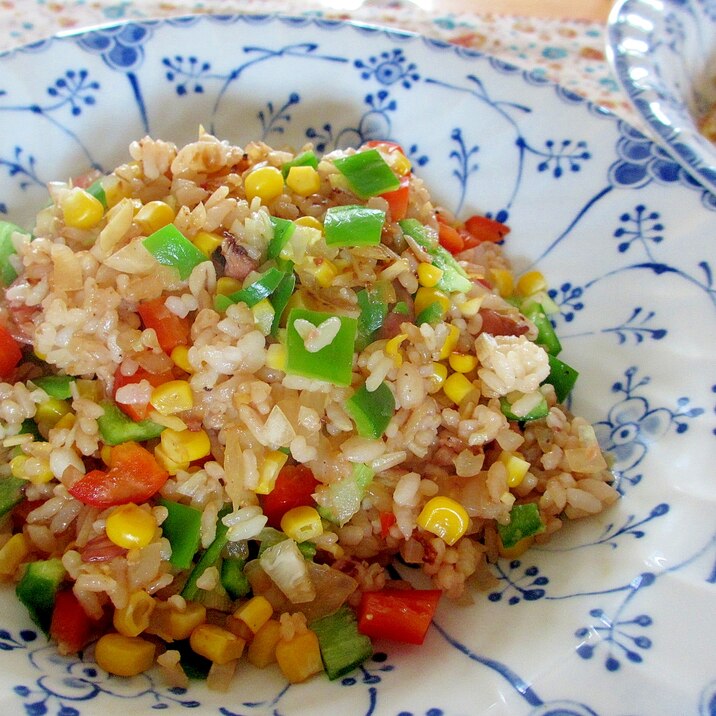 タコ飯とコーンの生姜マヨ炒飯